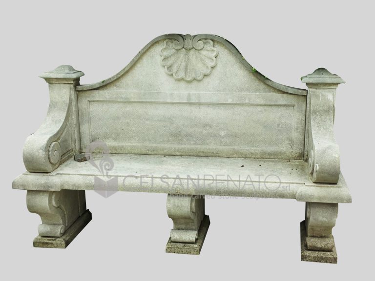 Bench with shell decoration - Vicenza Stone 403-P