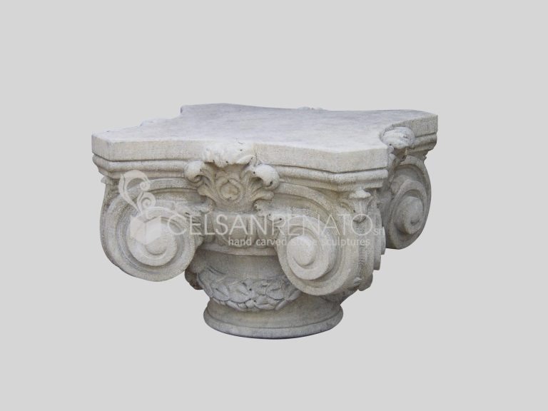 Ionic capital in Vicenza stone - Antique finish CLS-04