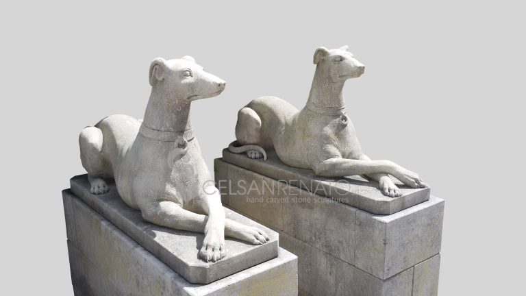 Coppia cani levrieri in Pietra di Vicenza - Finitura Anticata 762 B