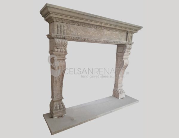 Italian Venetian fireplace in Vicenza Stone, Antique Finish