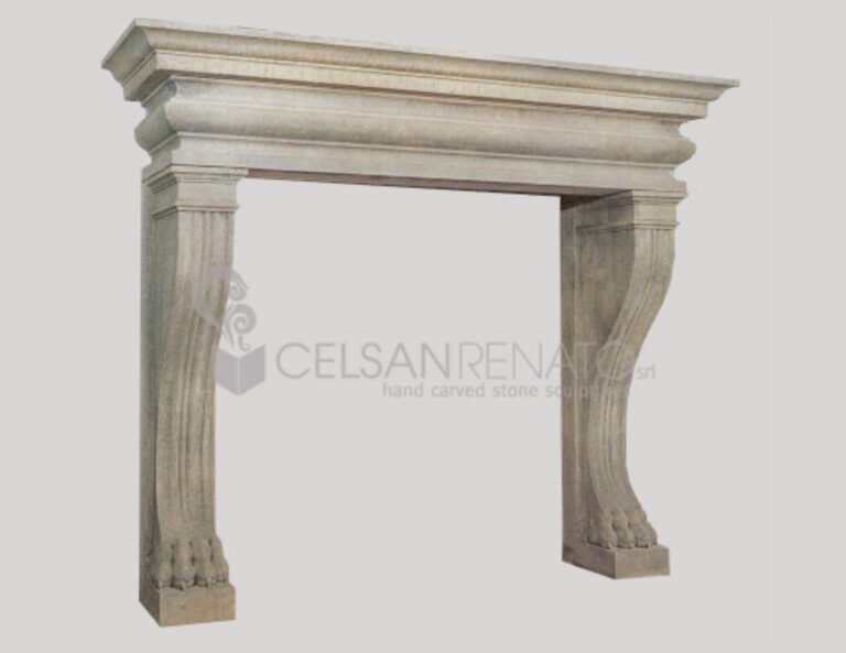 Palladian fireplace in Vicenza Stone with Antique finish