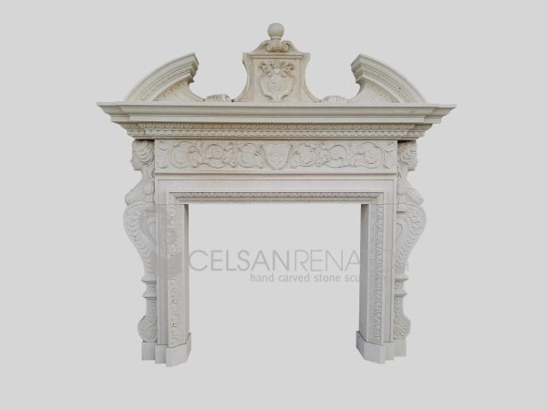 Monumental fireplace in Lecce Stone, Natural Finish