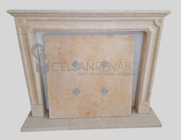 Simple fireplace in Gilded Yellow Vicenza Stone, Natural Finish