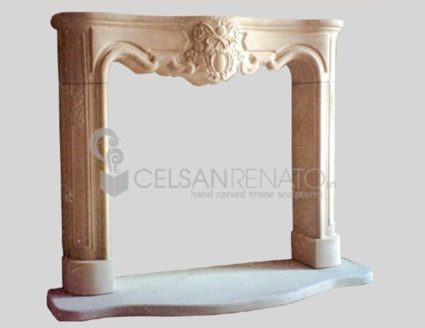 French Style fireplace in Lecce Stone, Natural Finish