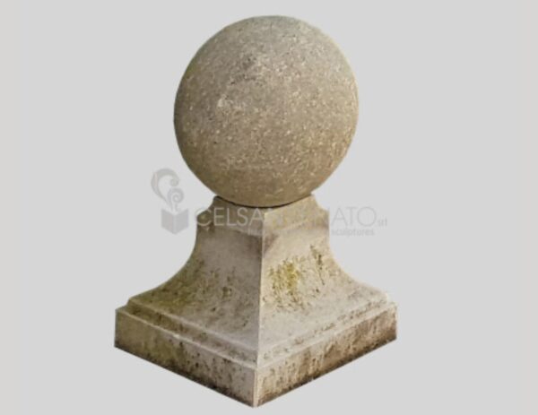 Square Base Ball finial in Vicenza Stone - Antiqued Finish