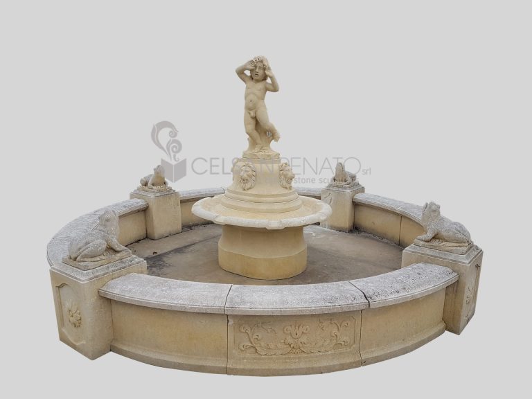 Grande fontana con vari getti d'acqua in Pietra di Vicenza FF-1215