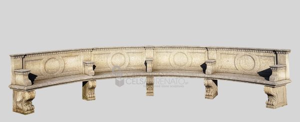 Large curved neoclassical bench - Pietra di Lecce 820-P