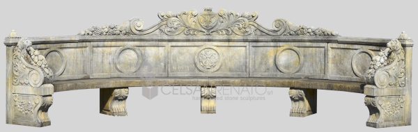 Majestic Curved Bench in Vicenza Stone - Elegance and Durability 760-P