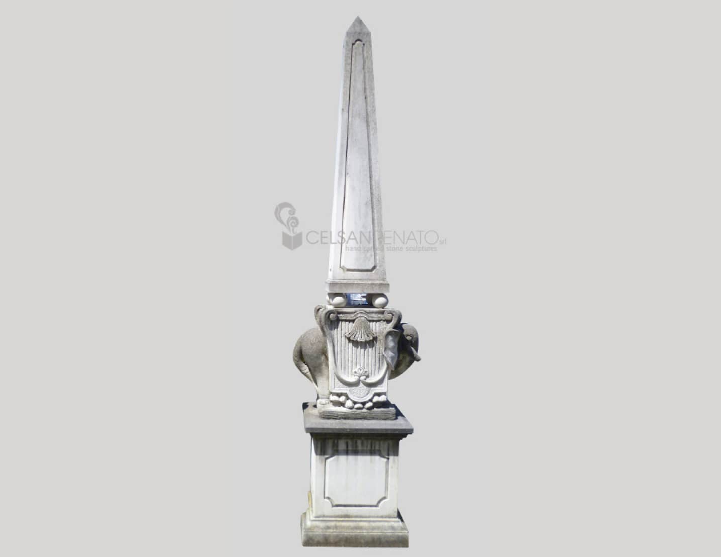 Obelisk with Elephant - Antique Finish