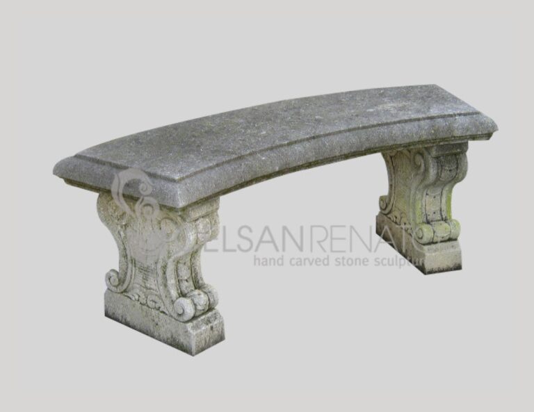 Curved bench with decorated legs - Vicenza Stone