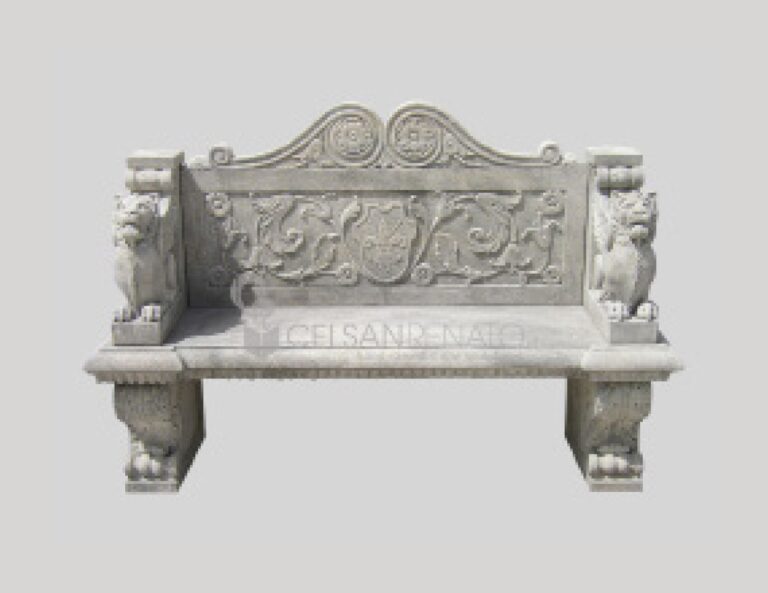 Bench decorated with griffins - Elegance in Vicenza Stone