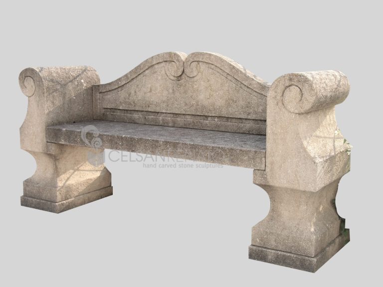 Bench with back and side panels with scroll - Yellow Stone 795-P 795-P-SC (1)