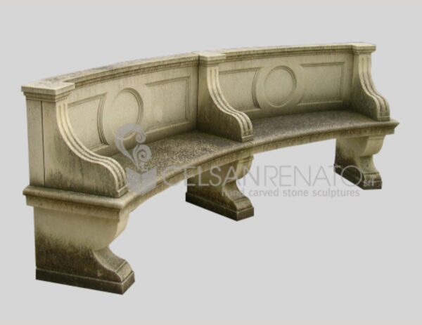 Neoclassical curved bench with three supports - Lecce Stone