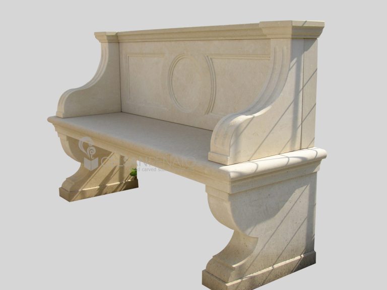 Straight bench with neoclassical backrest - Pietra di Lecce 799-P (1)