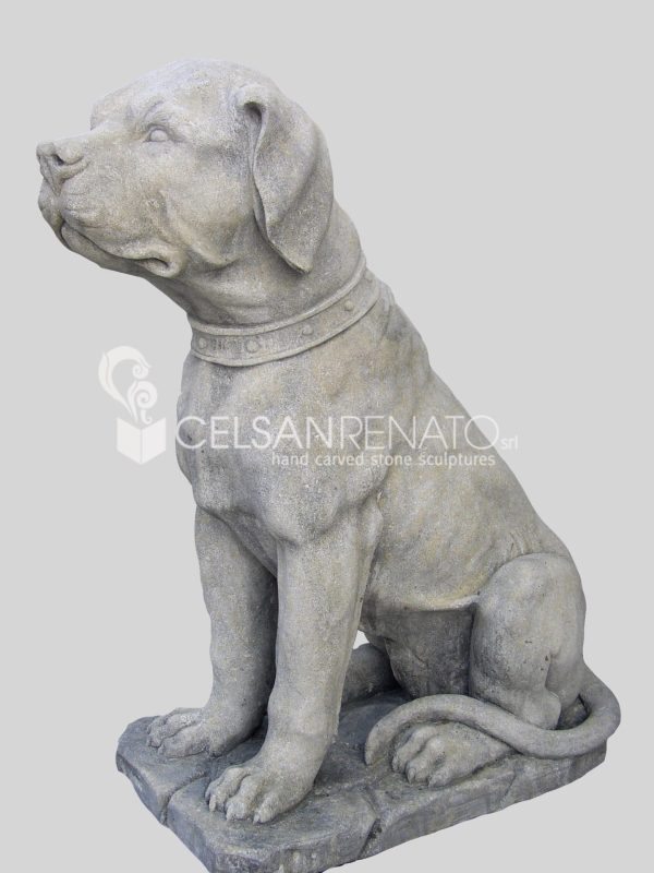 Scultura di Cane Molosso in Pietra di Vicenza - Finitura Anticata CLS-27