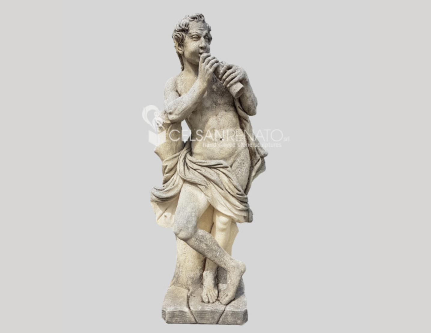 Statue depicting satyr with flute - Vicenza Pietra