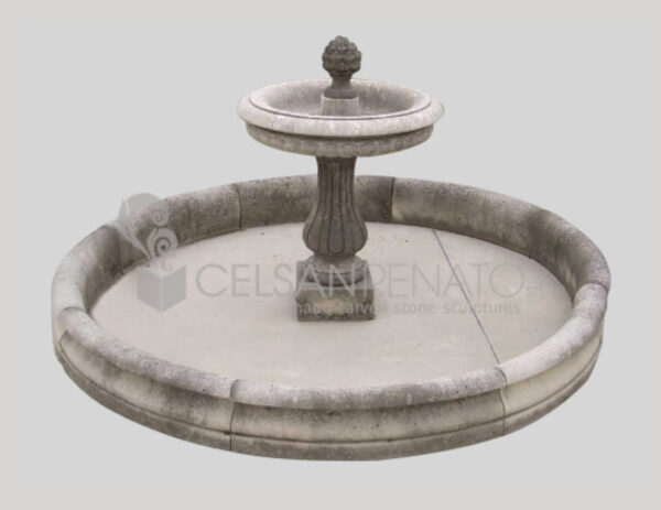 Fountain with round basin in Vicenza Stone - Antique Finish