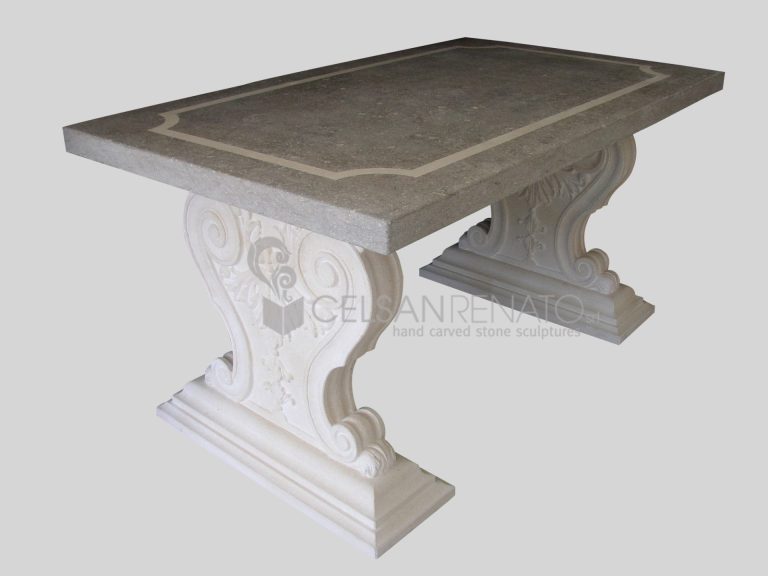 Indoor table with decorated legs - Vicenza Stone 3080