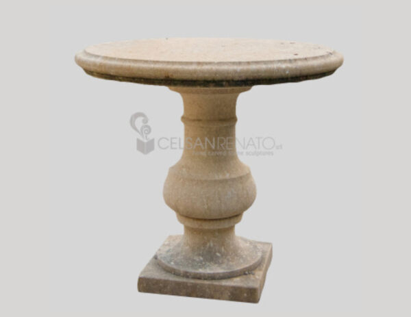 Round garden table with plain base - Vicenza Stone