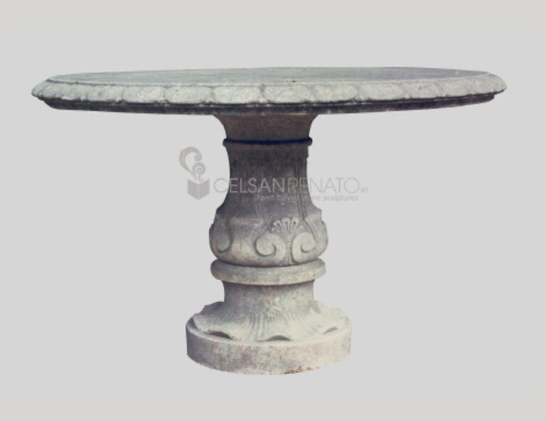 Decorated round garden table - Vicenza Stone