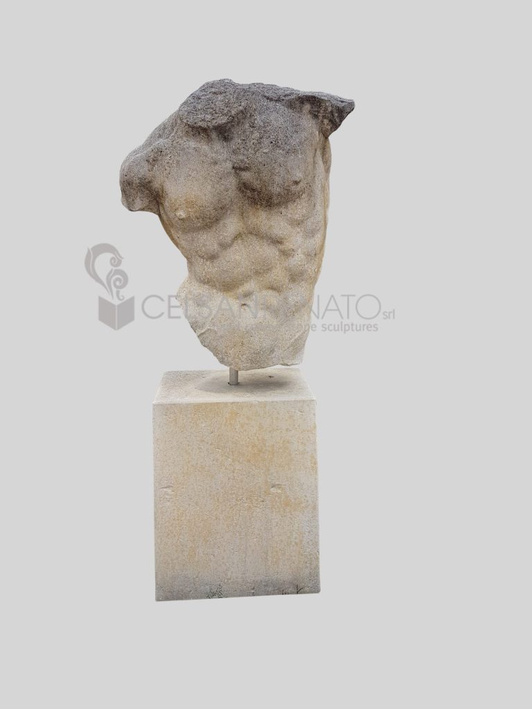 Torso maschile in Pietra di Vicenza - Finitura Anticata BU-018