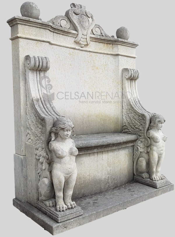 Throne with winged sphinxes in Vicenza Stone - Elegance and Majesty CLS-52