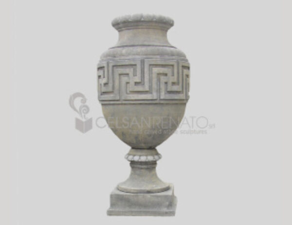 Vaso con greca in Pietra di Vicenza - finitura anticata