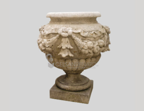 Vaso decorato con festoni - Pietra di Vicenza