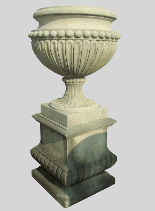 Vaso stile Impero con base baccellata - Pietra di Vicenza 729 Impero